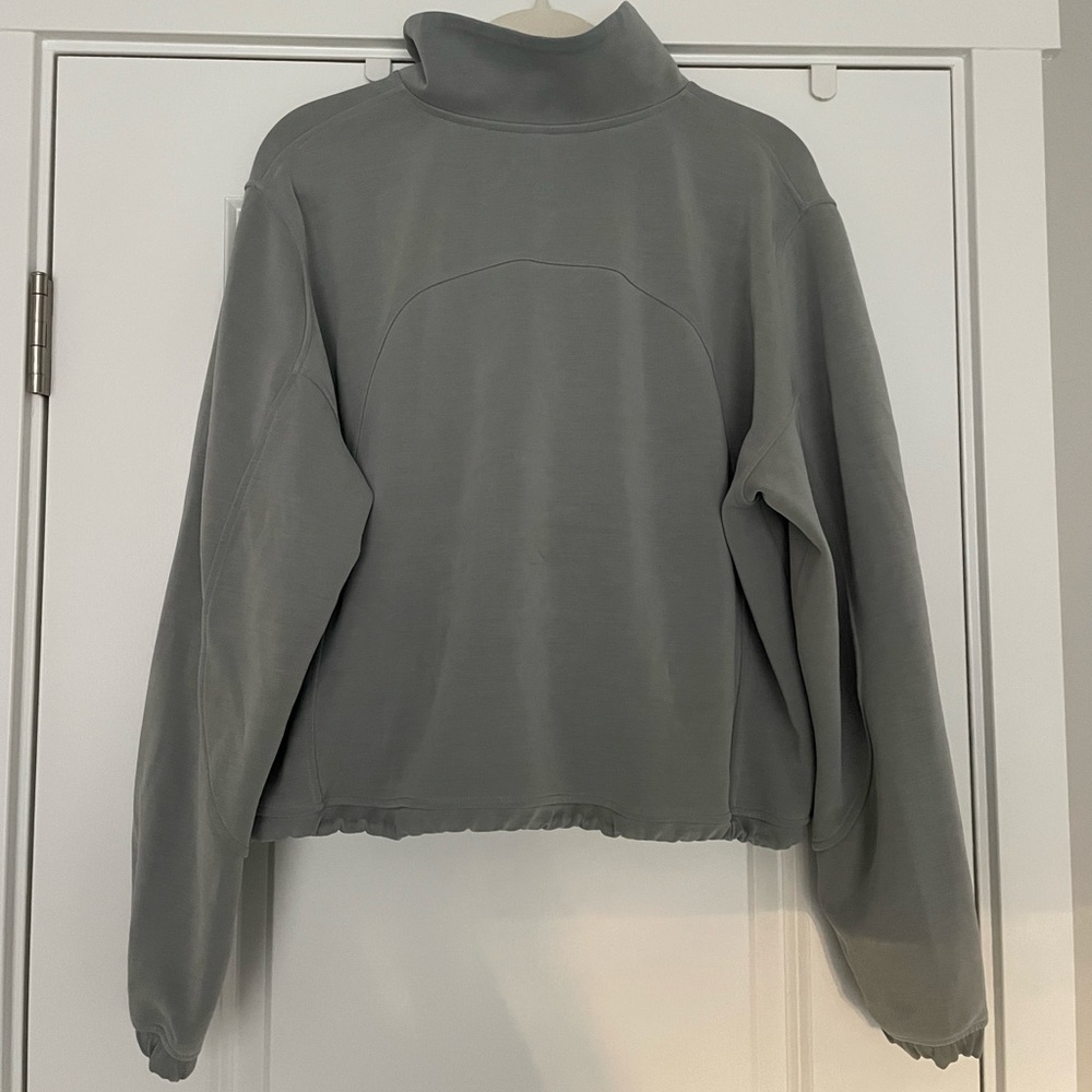Lululemon Brushed Softstreme Half Zip Jade Grey size 12 - Picture 4 of 5